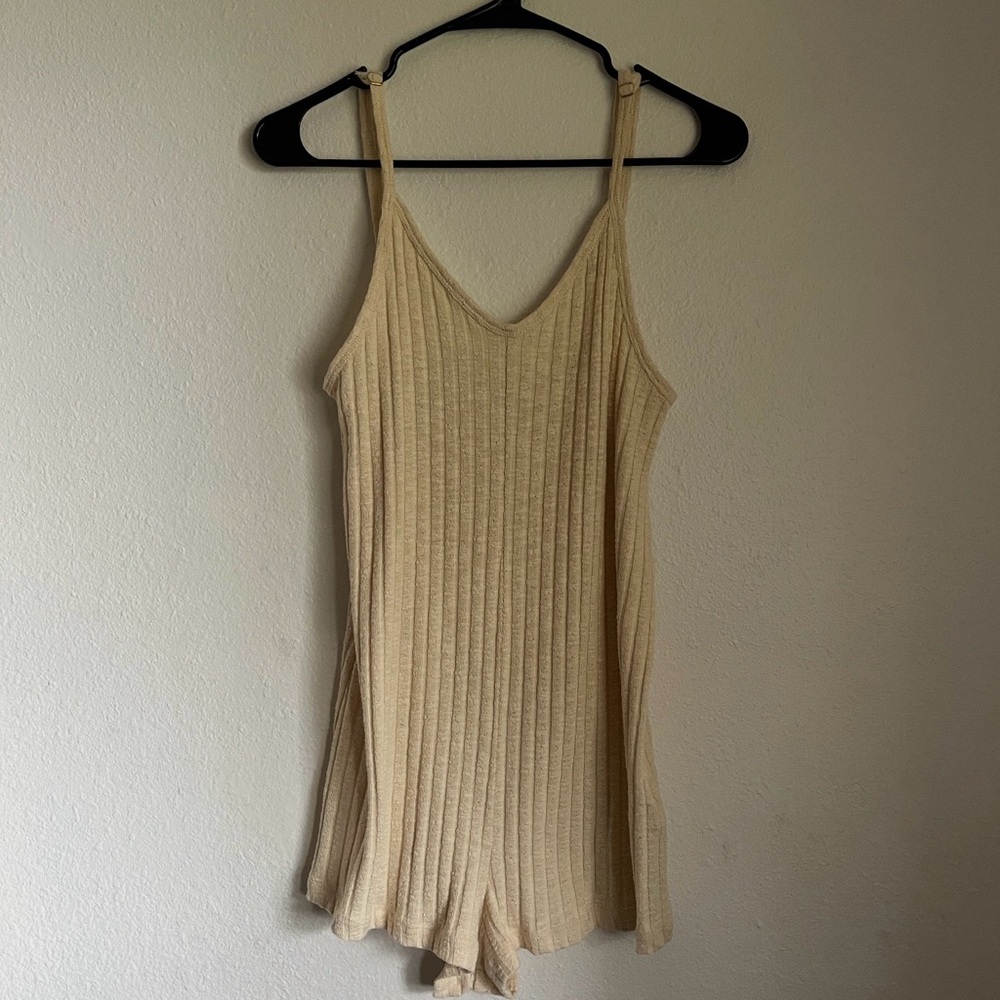 Roxy Beige Ribbed Knit Romper